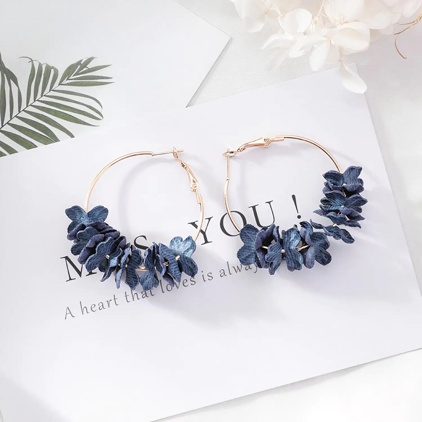 Bloom Hoop Earrings - Blue