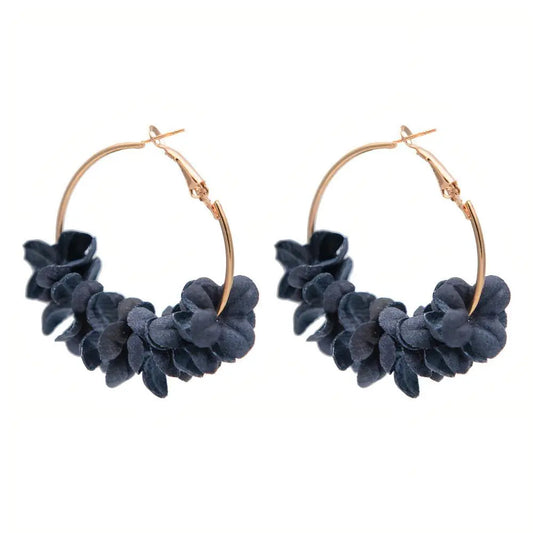 Bloom Hoop Earrings - Blue