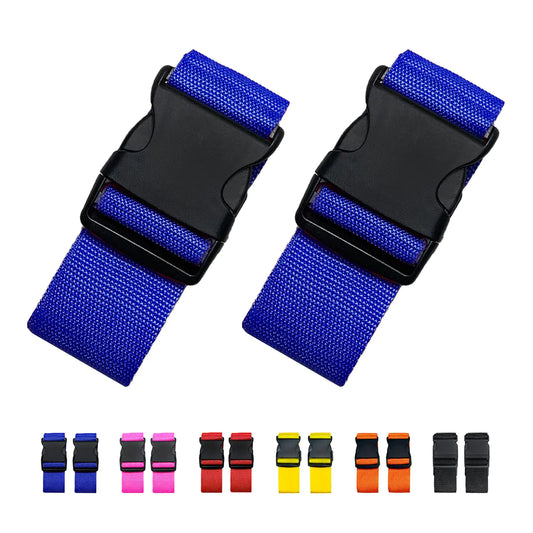 2-Pack Vibrant Travel Straps Adjustable TSA-Approved Luggage Belts (Blue)