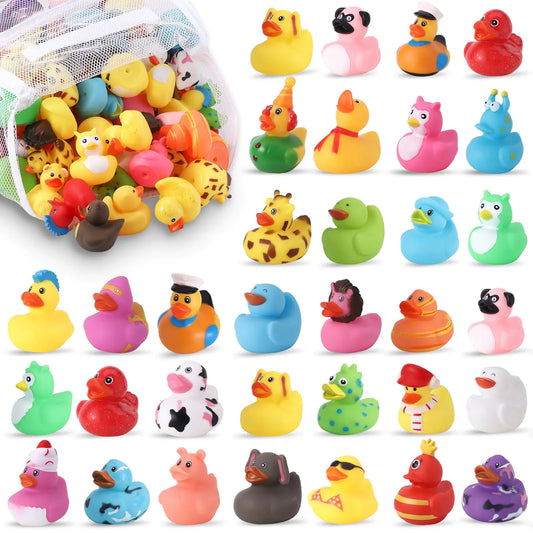 60 Pcs Cruise Rubber Ducks Assorted Rubber Duckies with Storage Bag for Jeep Ducks Ducking Cruise Ducks Hiding  Bath Toys Beach Pool Activity Party Favors Baby Shower